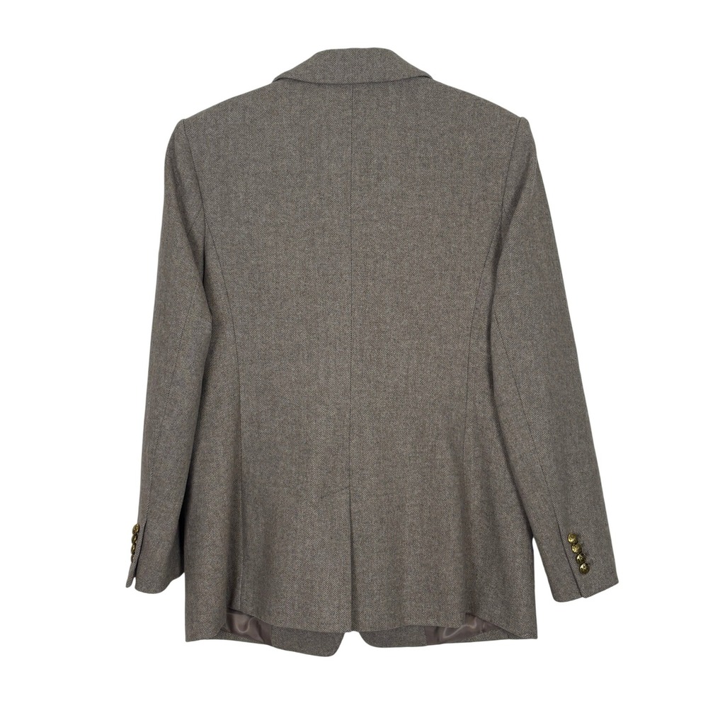 Banana Republic Blazer Women 12 Brown Herringbone Wool Blend Gold Button - Picture 2 of 12